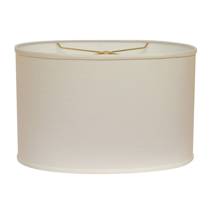 HomeRoots16" White Throwback Oval Linen Lampshade - 16