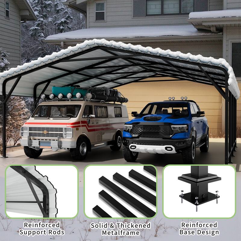 Futzca 12x20 ft Metal Carport, Outdoor Shelter Canopy