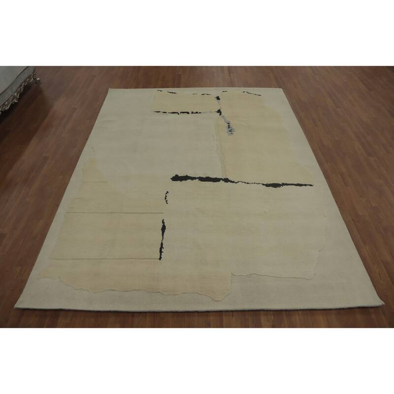 Vegetable Dye Wool Gabbeh Modern Area Rug Handmade Wool Carpet - 10' 4'' X 8' 2''