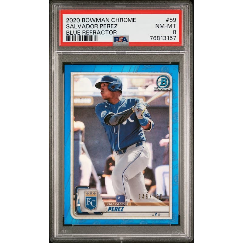 Salvador Perez 2020 Bowman Chrome Blue Refractor Baseball Card #59 PSA 8 146/150 - 8'6" x 11'6"