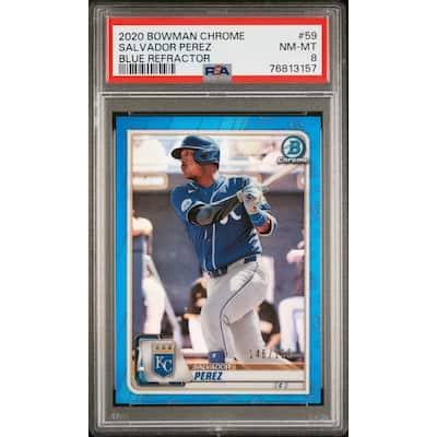 Salvador Perez 2020 Bowman Chrome Blue Refractor Baseball Card #59 PSA 8 146/150 - 8'6" x 11'6"