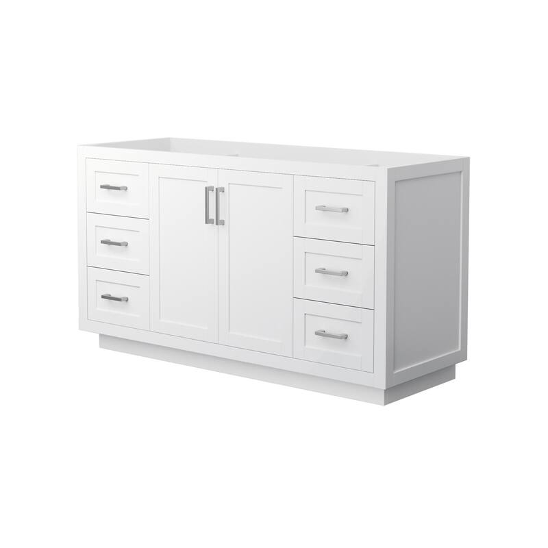 Wyndham Collection Miranda 60" Single Free Standing Vanity Cabinet - White / Brushed Nickel Hardware