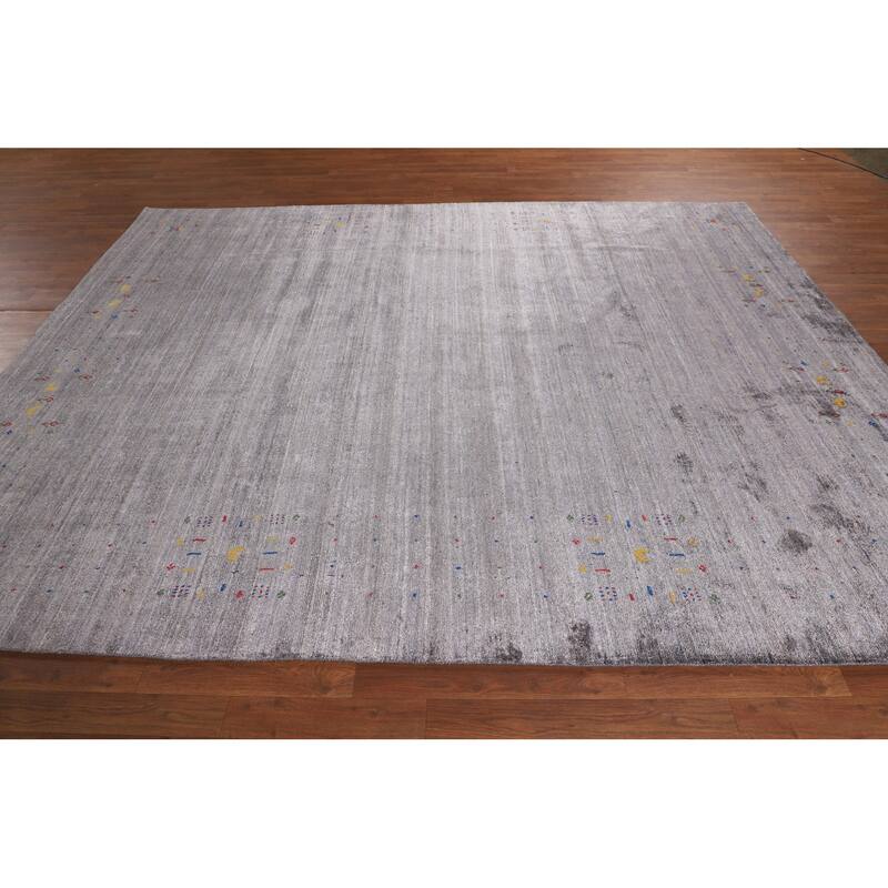 Gabbeh Indian Area Rug Handmade Silk Carpet - 7'10"x 9'9"
