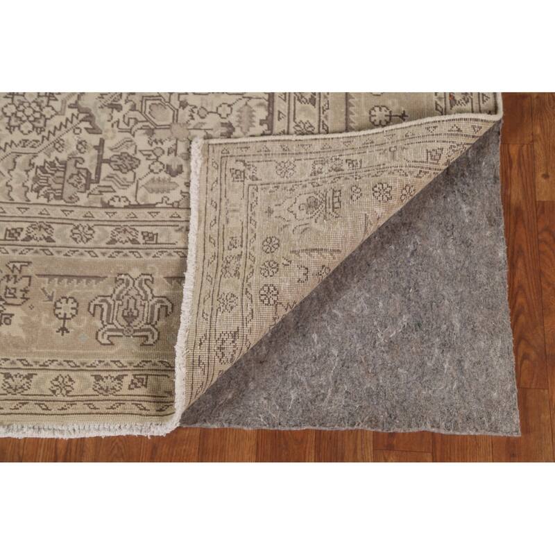 Distressed Geometric Tabriz Persian Vintage Rug Handmade Wool Carpet - 6'9" x 9'7"