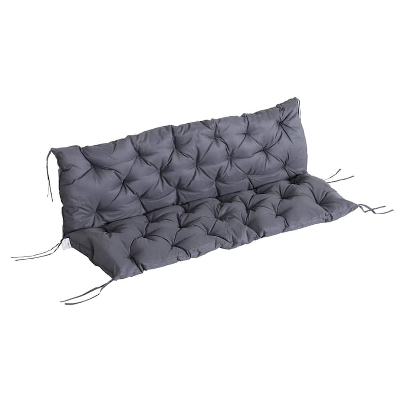Outsunny 3 Seater Outdoor Seat Pads Bench Swing Chair Replacement Cushions Backrest for Patio Garden - grey