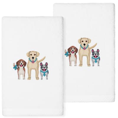 Authentic Hotel and Spa Dogs - Embroidered Luxury 100% Turkish Cotton Hand Towels (Set of 2)