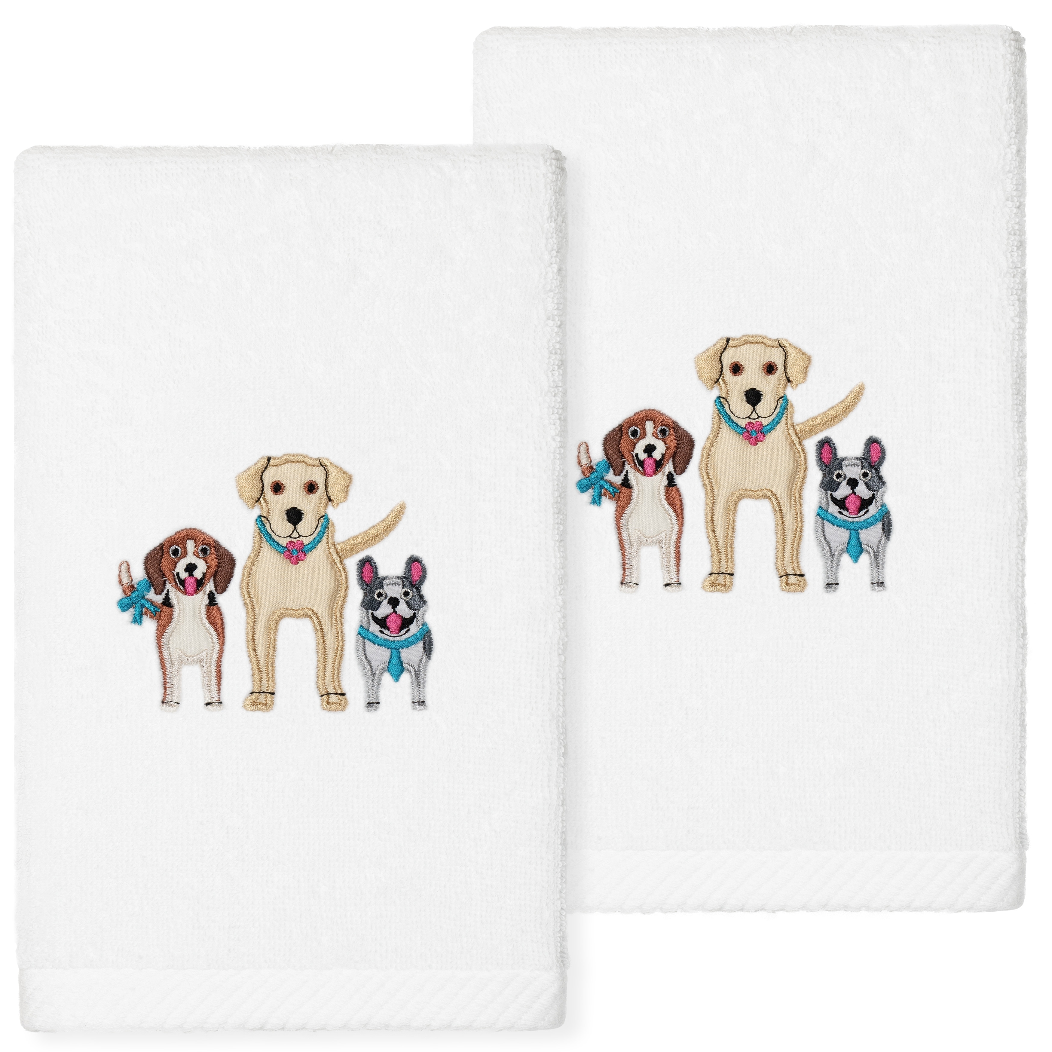 Authentic Hotel and Spa Dogs - Embroidered Luxury 100% Turkish Cotton Hand Towels (Set of 2)