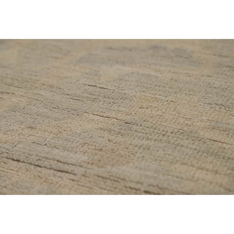 Vegetable Dye Oushak Turkish Large Rug Handmade Beige Wool Carpet - 10'0"x 13'9"