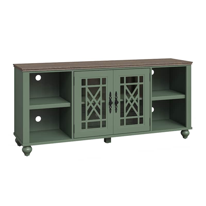 Vintage TV Stand with Carved Doors for Large Size TV