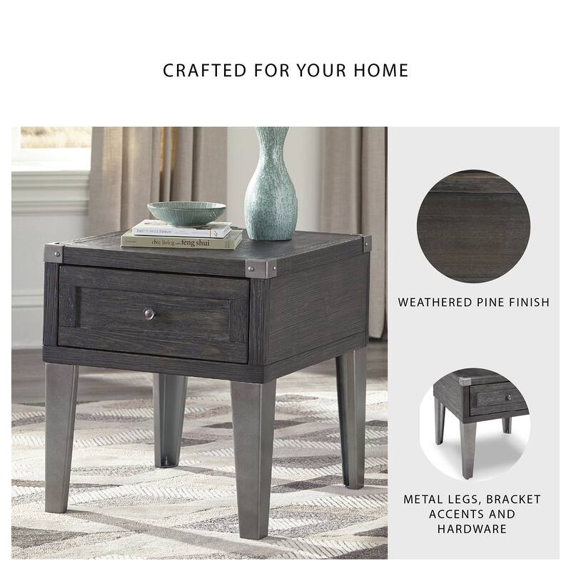 Todoe Contemporary Dark Gray Rectangular End Table