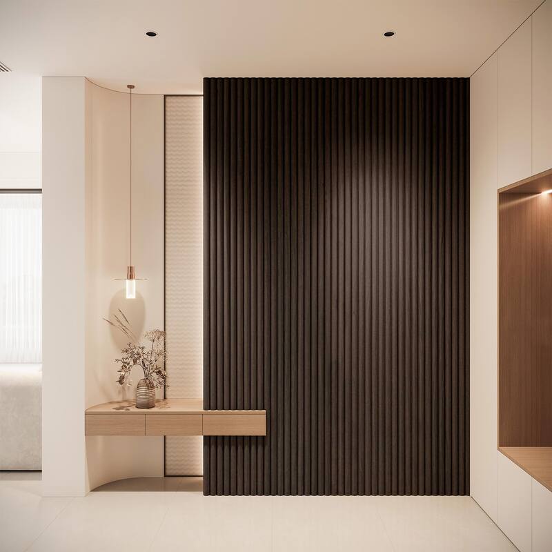 Art3d Wood Grain 3D Slat Wall Paneling,103.94"x5.71",4 Panels - 103.94"x5.71"