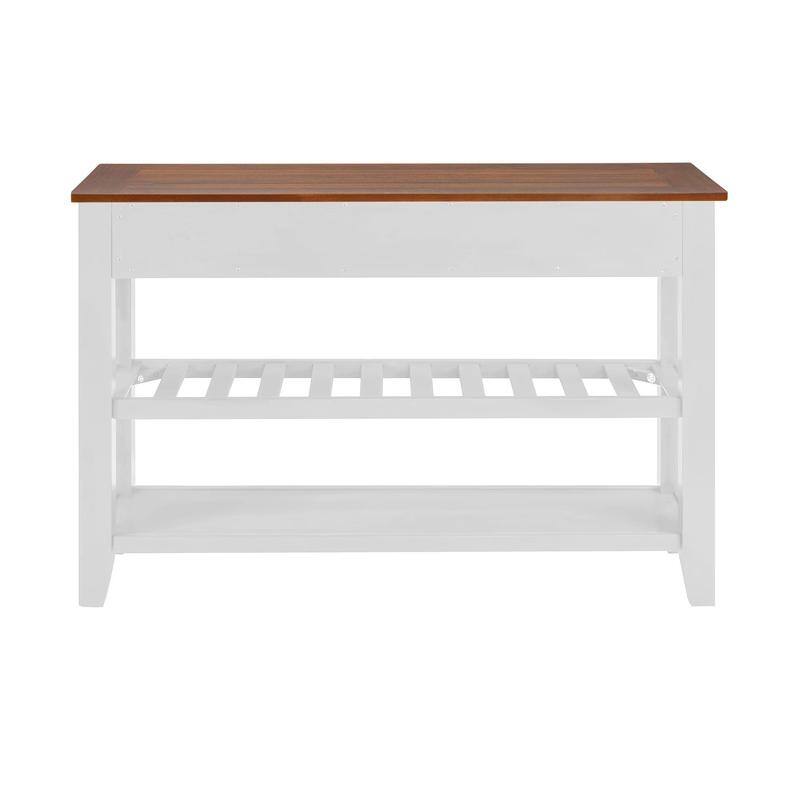 Vintage-Inspired Pine Console Table - Two-Tier Open Shelf Design for Living Spaces‌.