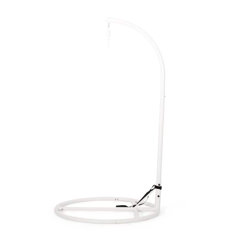 Roomfitters Outdoor Patio Hanging Egg Chair Stand with Heavy-Duty Steel Frame, Modern Style, White