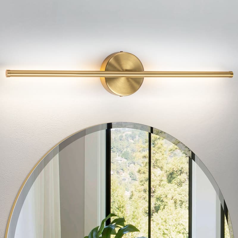 1-Light Black/ Gold/ Nickel Modern Long Linear Strip Wall Sconce Dimmable LED Bathroom Vanity Light