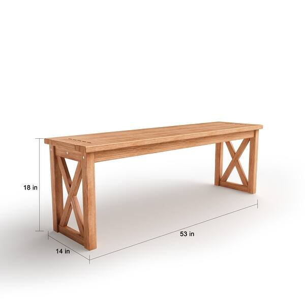 dimension image slide 1 of 2, Middlebrook Surfside Acacia Wood X-frame Outdoor Bench