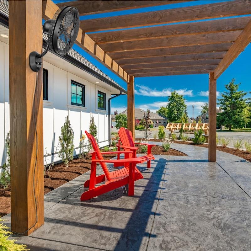 18" Mule Matte Black Outdoor Wet-Rated Oscillating Wall Fan with Wall Mount - 18 Inches