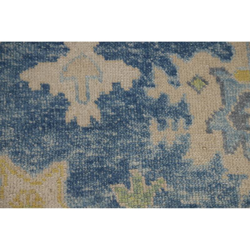 Hand Knotted Oriental 100% Wool Carpet Transitional All-Over Navy Blue & Blues Oushak Area Rug - 10' 6'' X 8' 0''