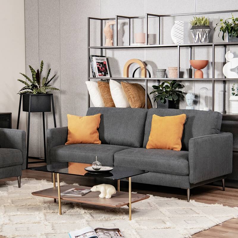 Costway 76.5'' Fabric Sofa Couch Living Room Small Apartment Furniture