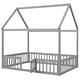 preview thumbnail 9 of 42, Twin/Full Wood House Bed with Fence & Roof - Enclosed Play Area for Kids