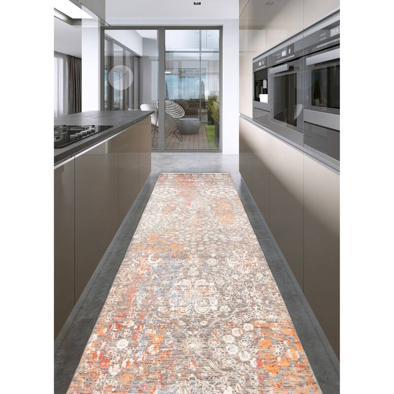 ECARPETGALLERY Hand-knotted Heritage Grey Silk, Wool Rug - 2' 7" x 14'