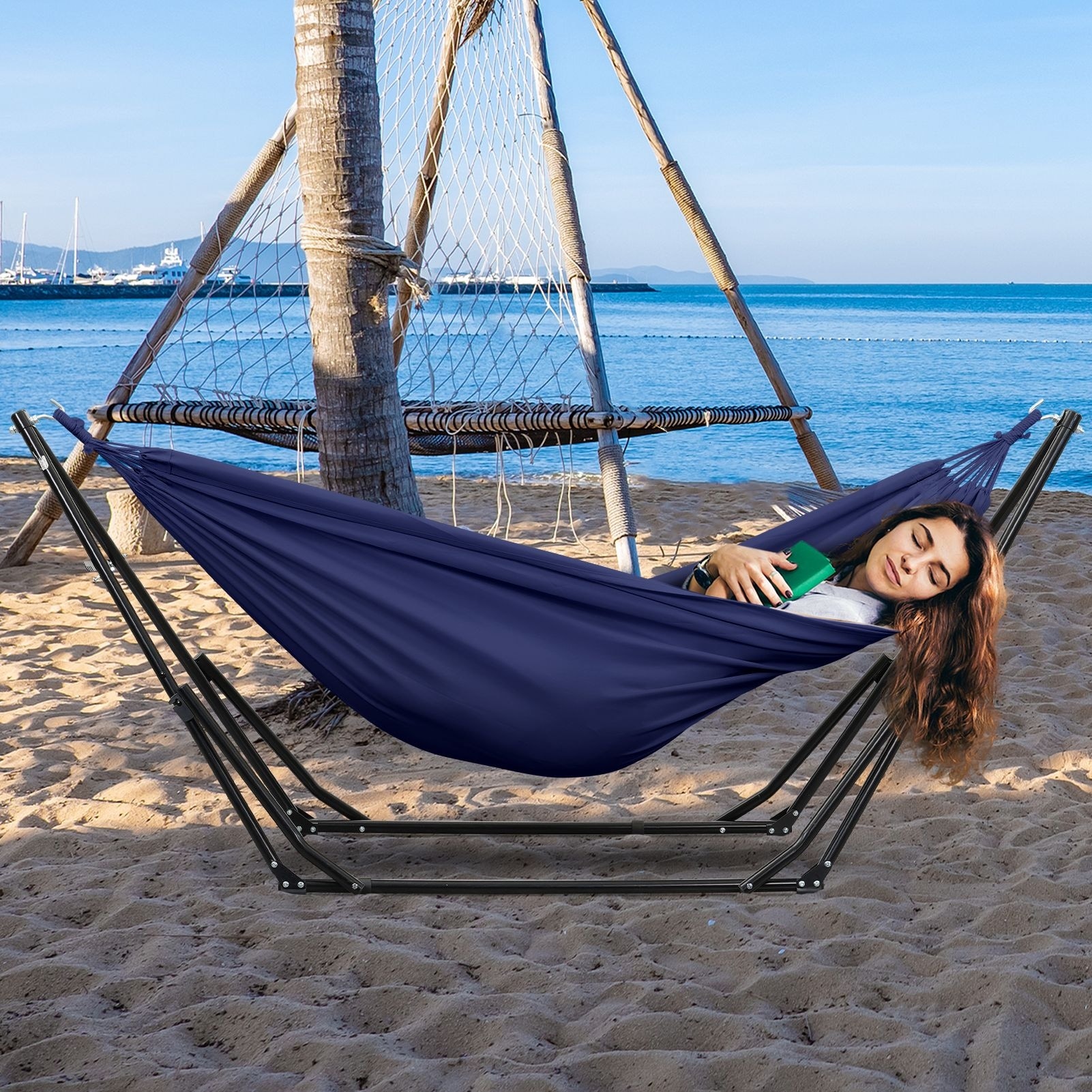 2 in 1 Hammocks Portable Convertible Hammock Swing Chair with Steel Stand