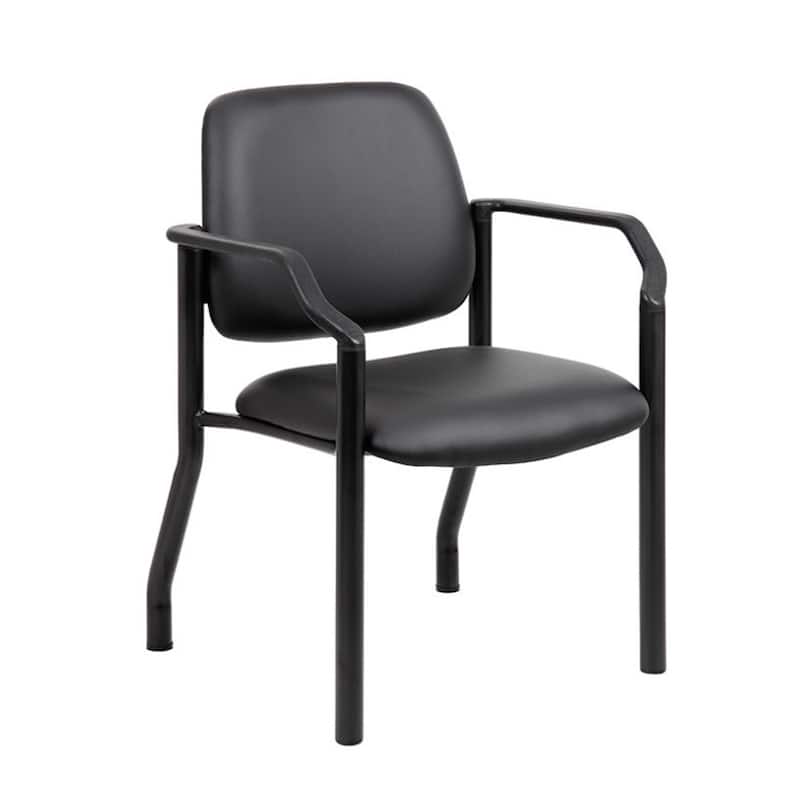 Theo Guest Chair with Modern Steel Frame, Black Antimicrobial Vinyl