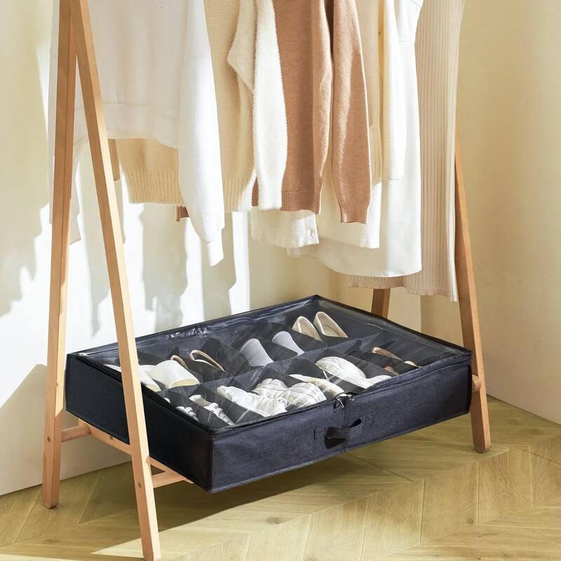 Under Bed Shoe Storage Organizer Set of 2 with 32 Compartments - 31.5 x 23.6 x 5.9 in