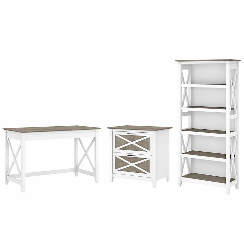 Key West 48W Writing Desk with Cabinet and Bookcase by Bush Furniture