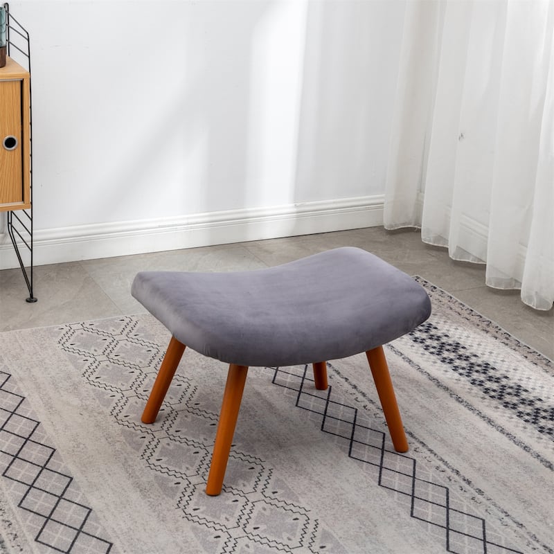 Contemporary Silky Velvet Tufted Accent Chair with Ottoman