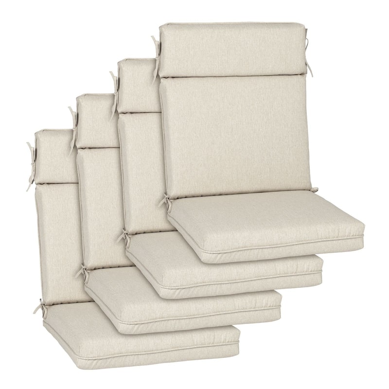 Aoodor Outdoor High Back Dining Chair Cushion Set, 44"x21"x3.2", Set of 4 - 44"x21"x3.2" - Light Taupe