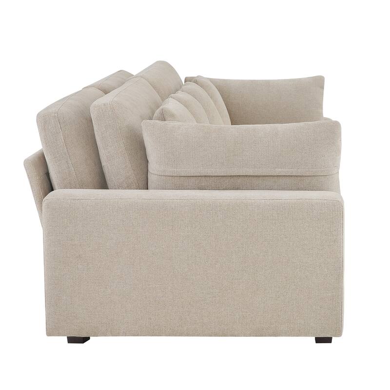 89In Comfy Couch, 3 Seater Sofa With Wood Legs, Chenille Couch For Small Space,Apartment - 89"W X 44.1"D X 33.9"H