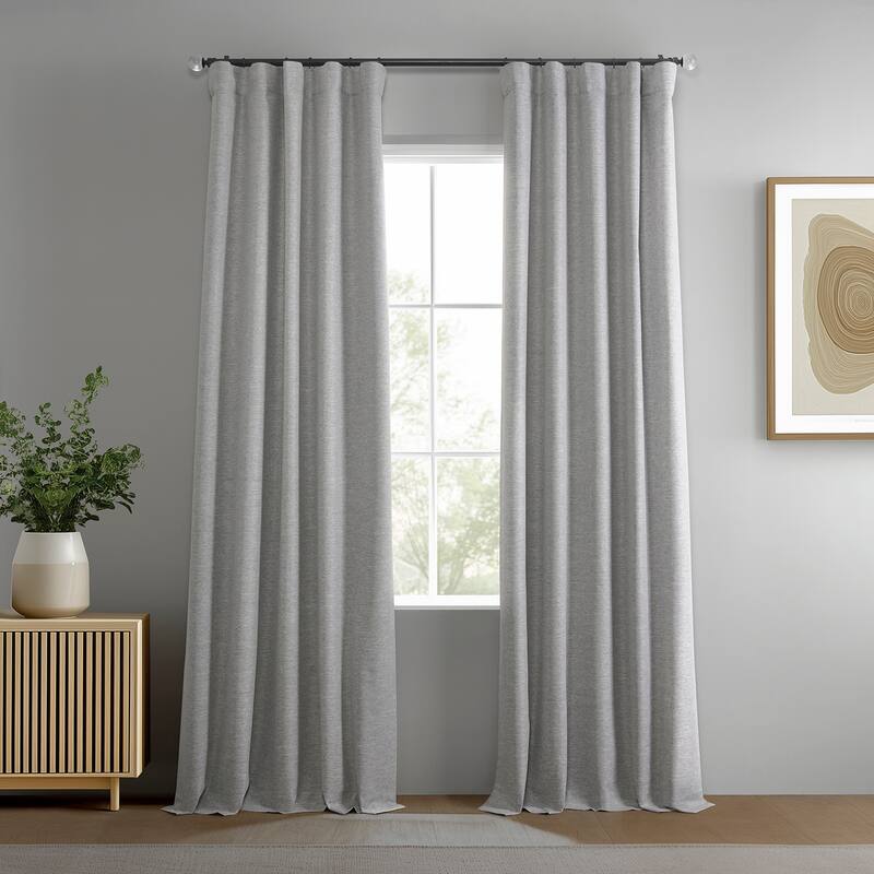 Exclusive Fabrics Boho Chic Faux Linen Blackout Curtains for Bedroom & Living Room Curtains - 2 Panel Drapes - Modern Grey - 50 X 84