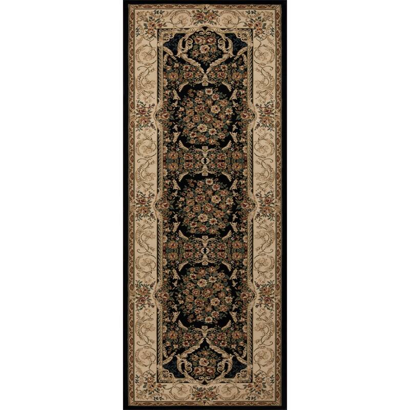 Aubusson Collection Classic Medallion Area Rug - 2'5 X 7'8 - Black