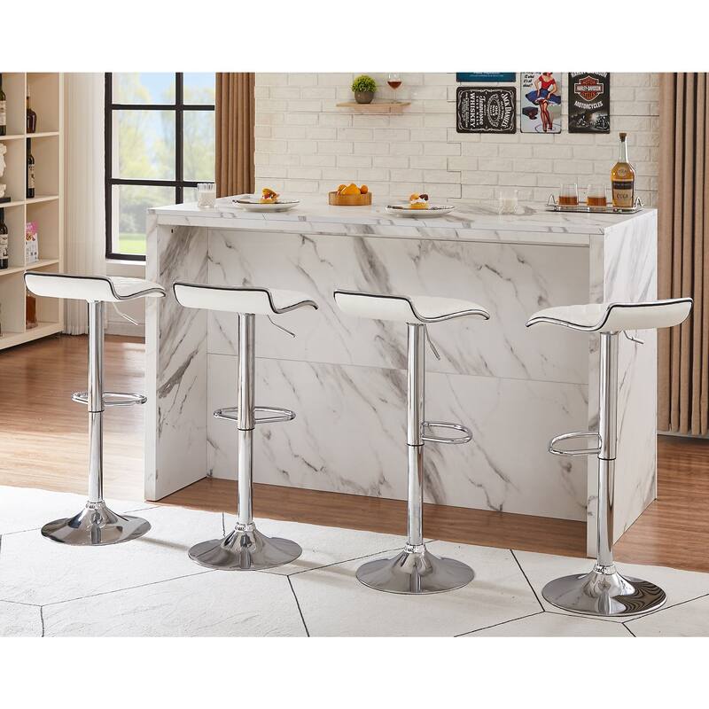 VECELO Barstools Adjustable Height Faux Leather Backless Modern Swivel Bar Stools (Set of 2)-Five colors