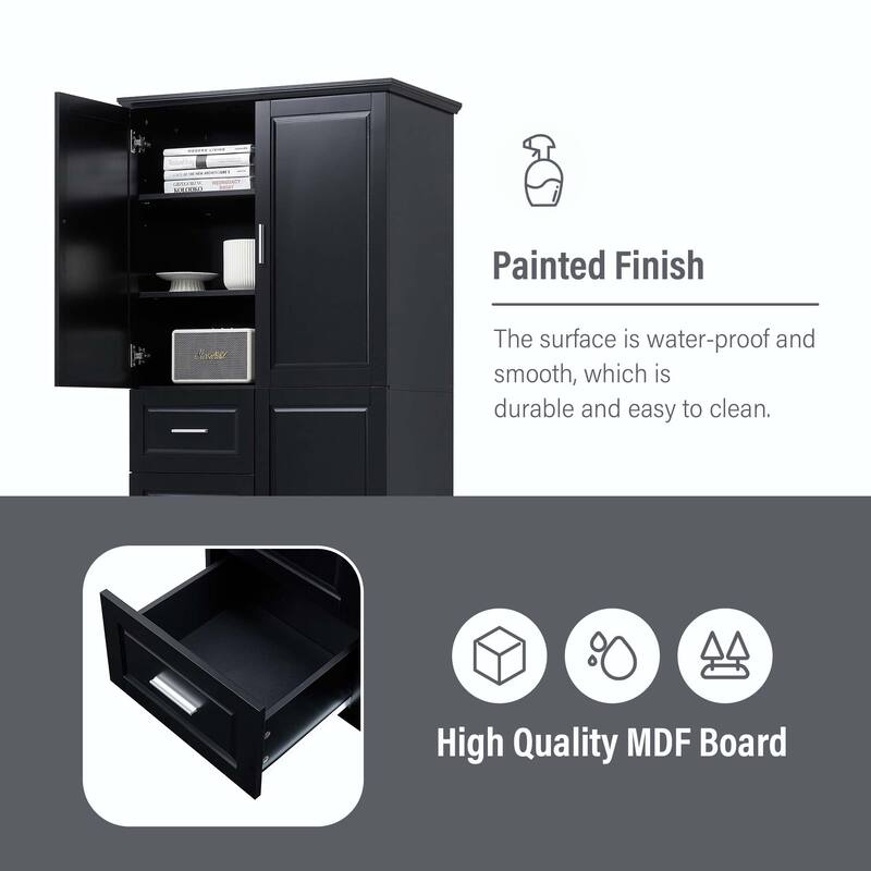 Bathroom Storage Cabinet with Drawers and Adjustable Shelf