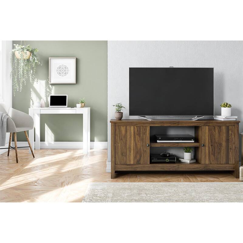 Roomfitters Modern TV Stand for TVs up to 65 Inches with Side Storage Cabinets, Engineered Wood, Walnut