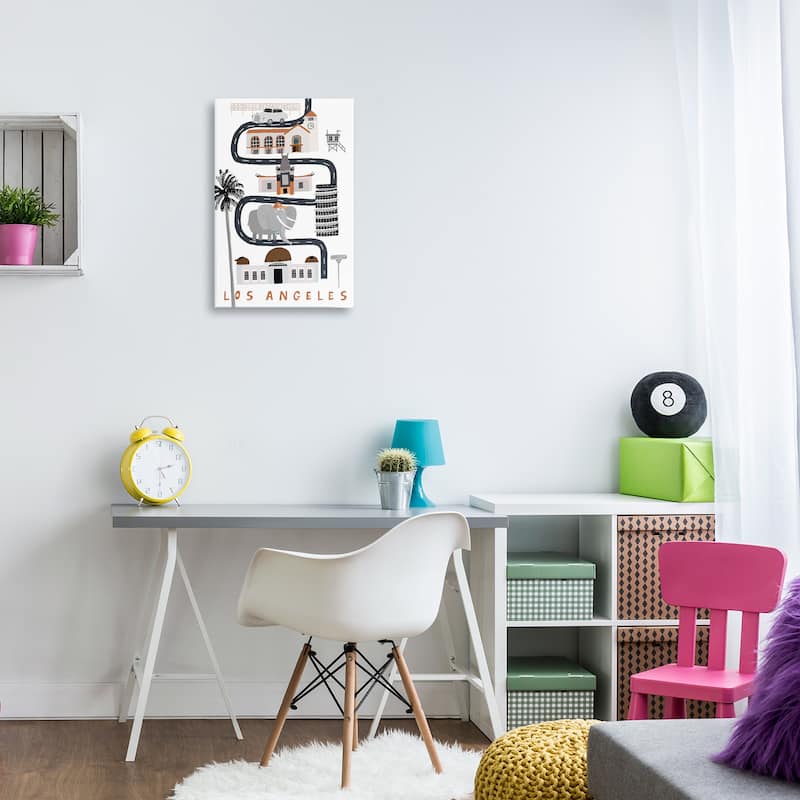 Stupell Los Angeles Whimsical Travel City Canvas Wall Art Design By Carla Daly