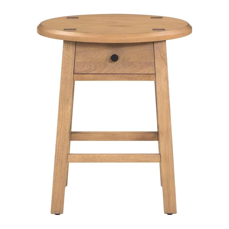 Retro Style Nightstand with Drawer and Open Shelf for Bedroom