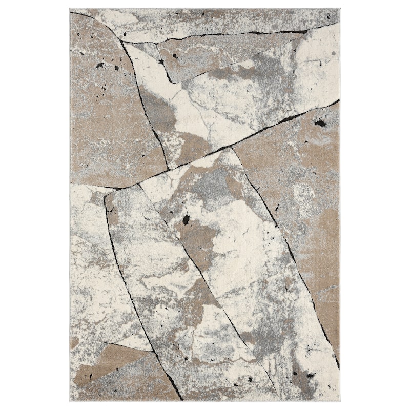 Cascade Collection Geometric Abstract Neutral Area Rug