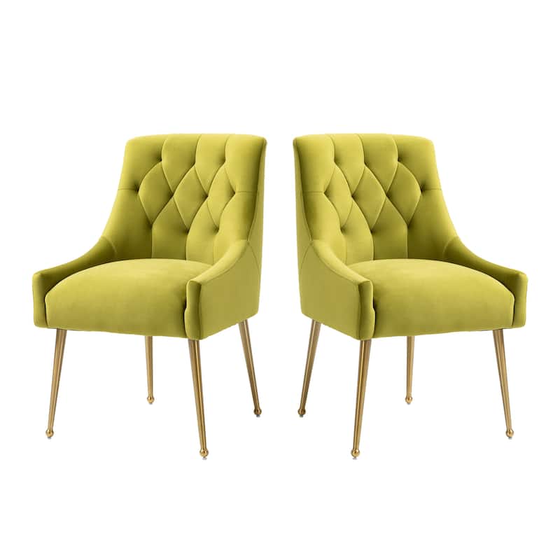 Tufted Velvet Upholstered Accent Dining Chairs Side Chairs (Set of 2)