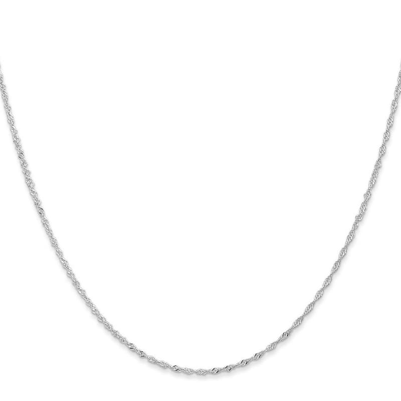 Curata 10k White Gold Solid 1.0mm Sparkle Singapore Chain Necklace Options: 16 18 20 22