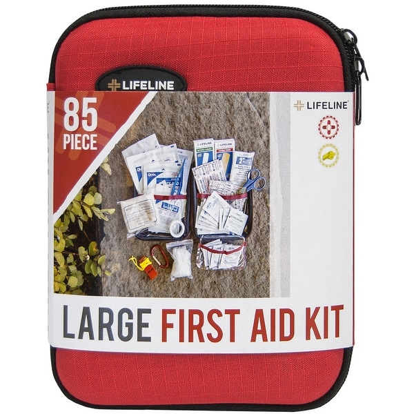 Lifeline Large Hard-Shell Foam Case First Aid Kit - 85 Pieces - Red - l