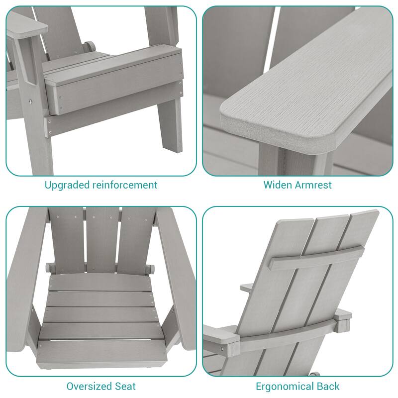BONOSUKI Folding Adirondack Chair,Weather Resistant Patio Chair-Set of 2