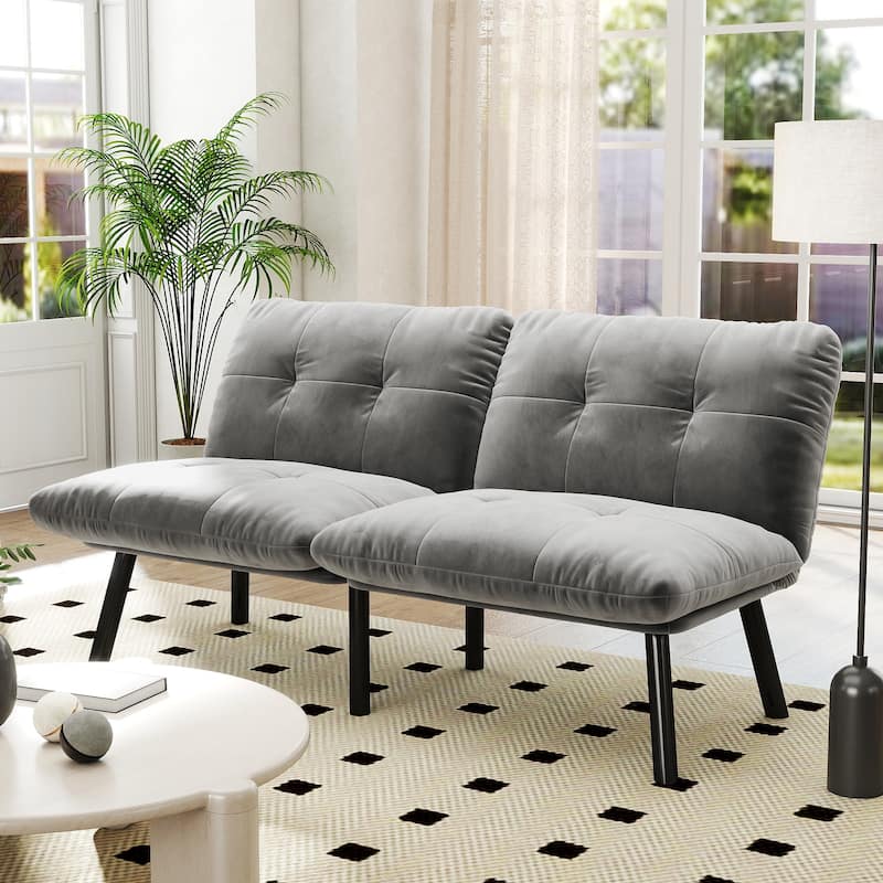 Convertible Folding Modern Sofa Bed, Back-Adjustable Sofa - Grey