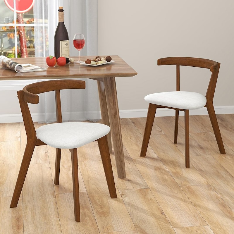 2/4PCS Wooden Dining Chairs Farmhouse Armless Upholstered Side Chairs