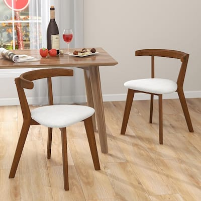 2/4PCS Wooden Dining Chairs Farmhouse Armless Upholstered Side Chairs
