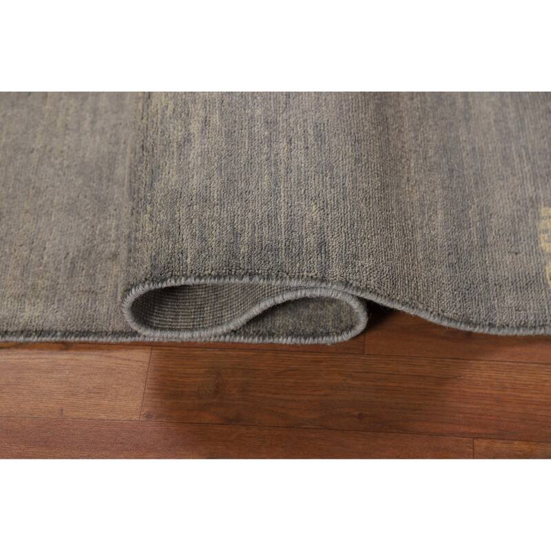 Gray Modern Gabbeh Oriental Foyer Rug Hand-Knotted Wool Carpet - 3'3"x 4'11"