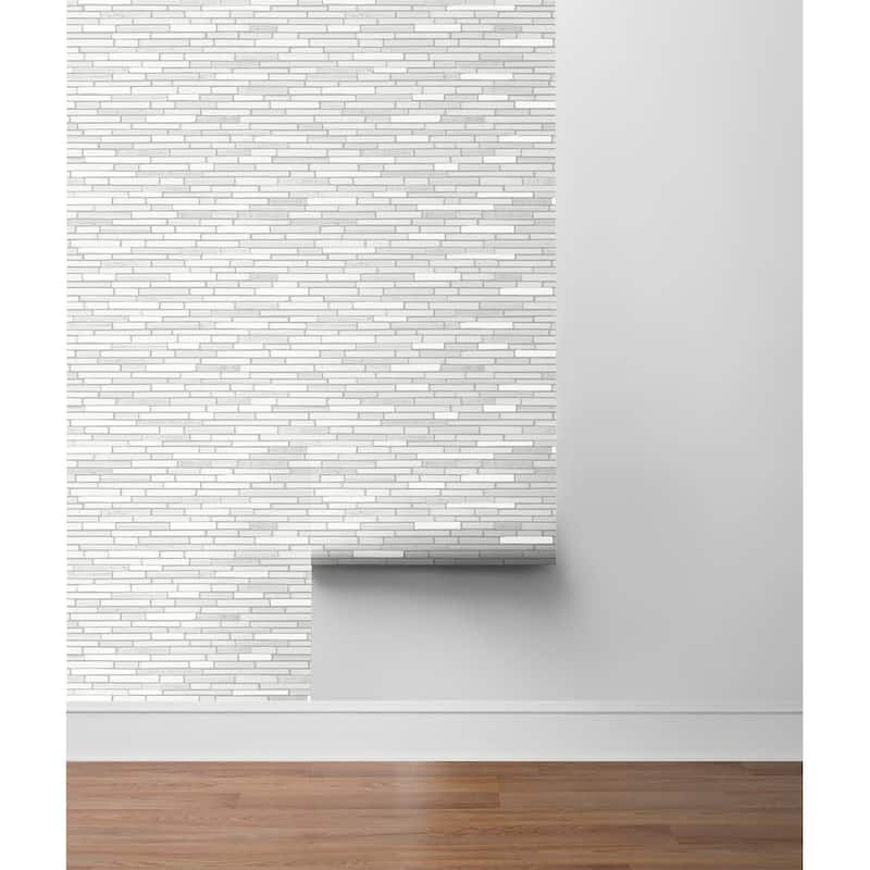 NextWall Faux Mosaic Strip Tile Peel and Stick Wallpaper