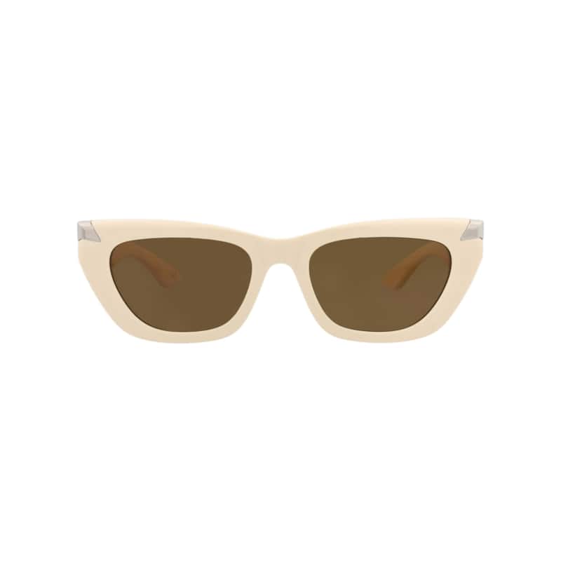 Alexander McQueen Cat Eye-Frame Recycled Acetate Sunglasses, Nicotine Lens, Shiny Solid Ivory Frame