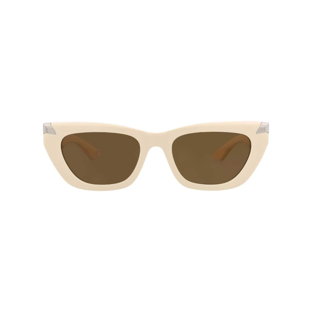 Alexander McQueen Cat Eye-Frame Recycled Acetate Sunglasses, Nicotine Lens, Shiny Solid Ivory Frame
